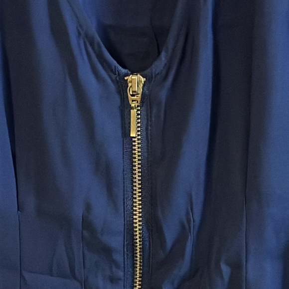 NWT H&M Royal Blue Sleeveless Front Zipper Pleat Cinch Waist Dress 2 - Picture 3 of 9